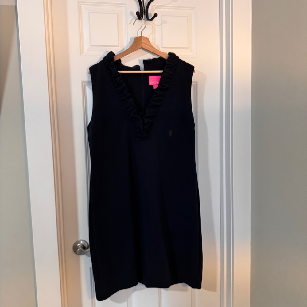 Lilly Pulitzer EUC Tisbury knit ruffle detail sheath sz XL black onyx